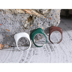 Minimalist Enamel Ring in White, Green, and Coffee Tones with 18k Gold Plating | Chic Design – Euphoria Jewels Co