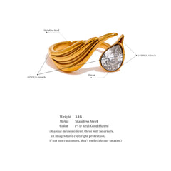 Feather Ring with Zirconia Pave in 18k Gold Plating | Elegant Jewelry with a Sparkling Design – Euphoria Jewels Co