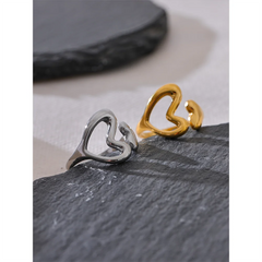 Hollow Heart Minimalist Ring, 18K Gold Plated | Chic Stainless Steel Jewelry – Euphoria Jewels Co
