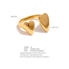 Open Heart Ring with Platinum Plating | Chic Adjustable Stainless Steel Design – Euphoria Jewels Co
