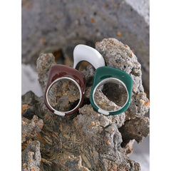Minimalist Enamel Ring in White, Green, and Coffee Tones with 18k Gold Plating | Chic Design – Euphoria Jewels Co