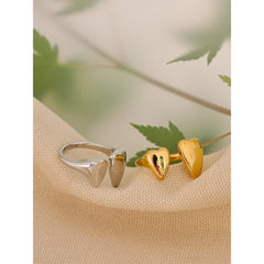 Open Heart Ring with Platinum Plating | Chic Adjustable Stainless Steel Design – Euphoria Jewels Co