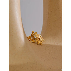18K Gold Plated Open Leaf Ring | Natural and Geometric Design Stainless Steel – Euphoria Jewels Co