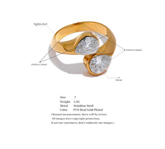 Gold Plated Sparkling Geometric AAA Zircon Ring | Modern Textured Luxury Jewelry – Euphoria Jewels Co