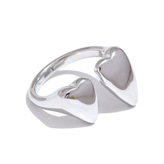 Open Heart Ring with Platinum Plating | Chic Adjustable Stainless Steel Design – Euphoria Jewels Co