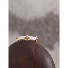 18K Gold Plated White Enamel Open Star Ring | Chic Adjustable Stainless Steel Ring – Euphoria Jewels Co