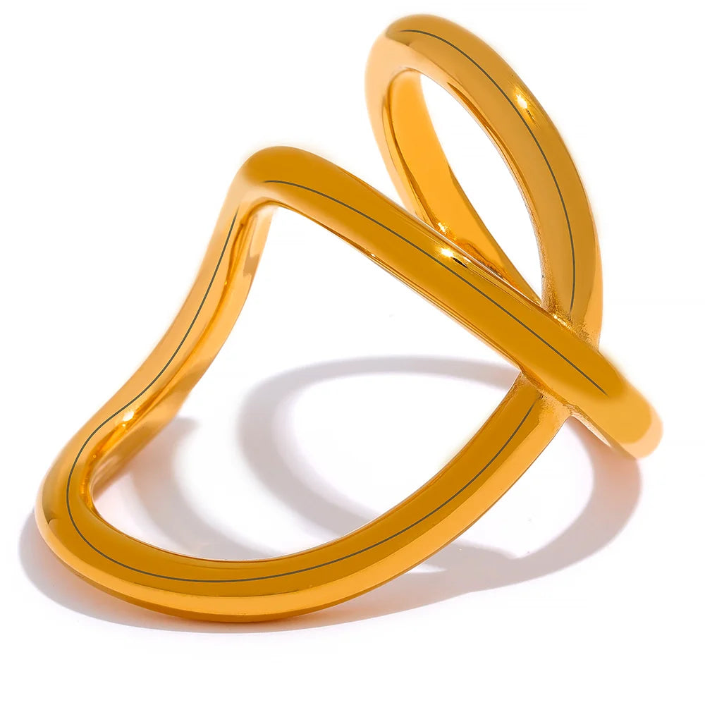 Minimalist Twisted Geometric Ring 18K Gold Plated | Modern Abstract Design – Euphoria Jewels Co