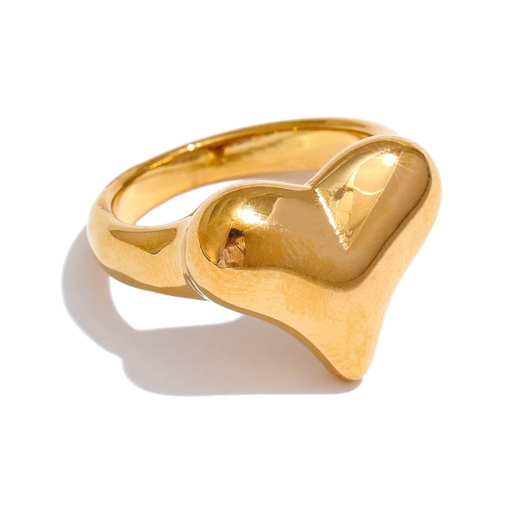 Romantic Heart Ring in Platinum Plating | Elegant and Waterproof Stainless Steel Jewelry – Euphoria Jewels Co