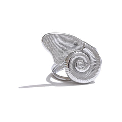 Geometric Shell Open Ring Gold Plated | Modern Stainless Steel Statement Ring – Euphoria Jewels Co