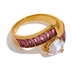 Luxurious Gold Ring with Colorful Zirconia Stones | Hypoallergenic Jewelry with 18K Gold Plating – Euphoria Jewels Co