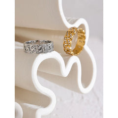 Hollow Chain Ring with Zirconia, 18K Gold Plated | Elegant Round Design in Stainless Steel – Euphoria Jewels Co