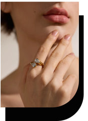 Gold Plated Sparkling Geometric AAA Zircon Ring | Modern Textured Luxury Jewelry – Euphoria Jewels Co