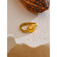 18K Gold Plated Heart Ring with Snake Chain | Fashionable Stainless Steel Statement Ring – Euphoria Jewels Co