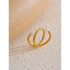 18K Gold Plated Minimalist Geometric Pearl Ring | Elegant Everyday Stainless Steel Jewelry – Euphoria Jewels Co