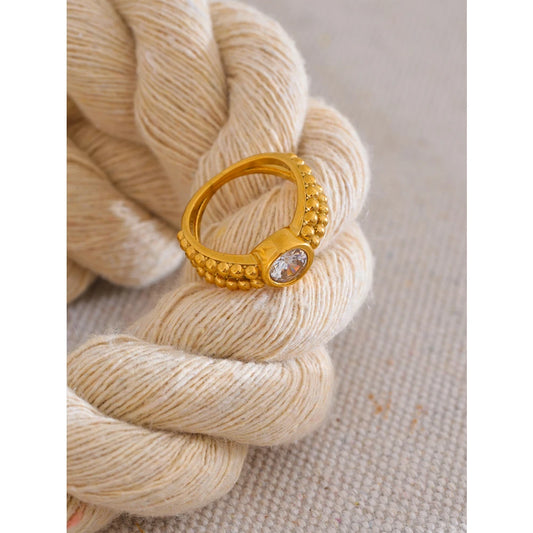 Geometric Zirconia Ring, 18K Gold Plated | Trendy Stainless Steel Design – Euphoria Jewels Co
