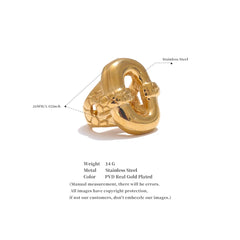 Wide hollow geometric texture ring with 18k gold plating | Bold stainless steel statement ring – Euphoria Jewels Co