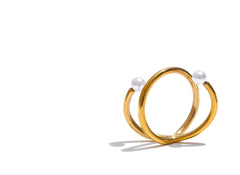 18K Gold Plated Minimalist Geometric Pearl Ring | Elegant Everyday Stainless Steel Jewelry – Euphoria Jewels Co