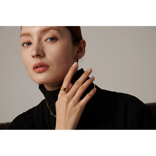 Minimalist Asymmetric Open Ring, 18K Gold Plated | Modern Geometric Stainless Steel Design – Euphoria Jewels Co